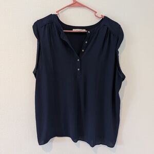 Sleeveless Navy Blouse - Classic Women's Top